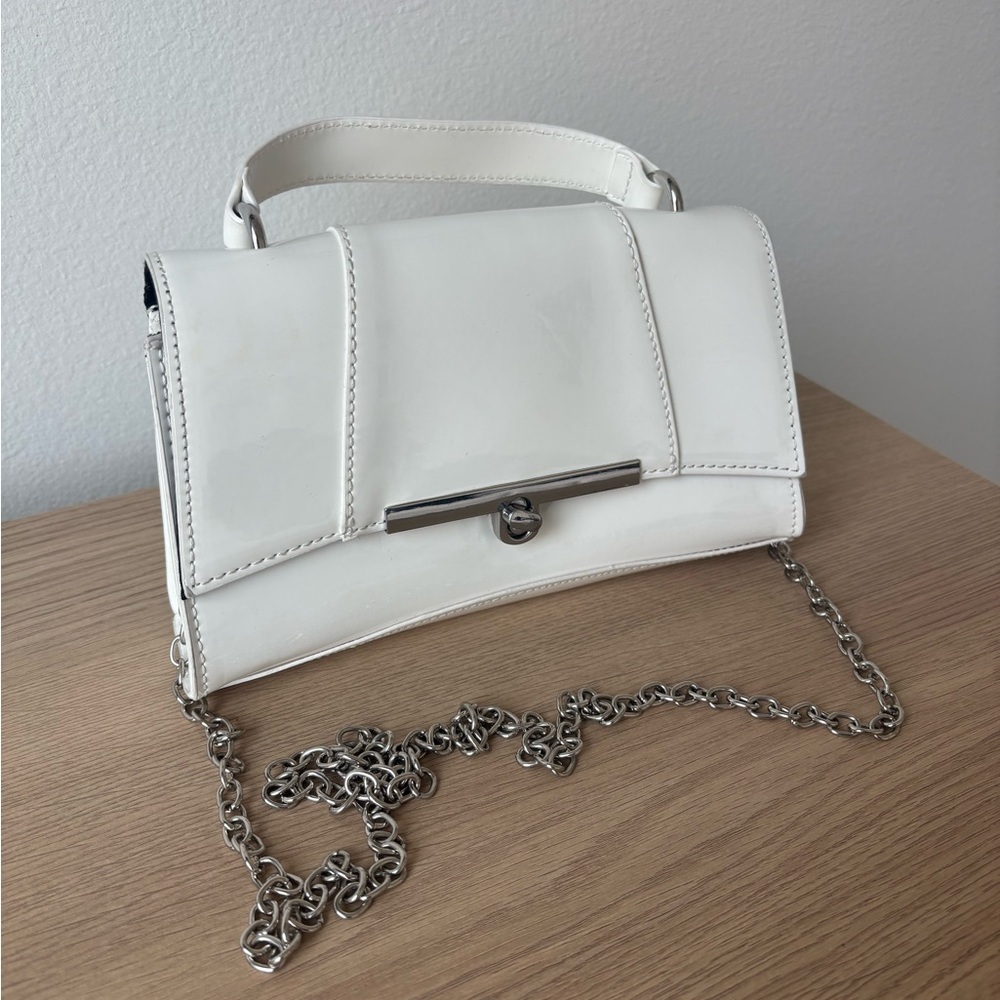 Forever 21 White Crossbody Bag with Silver Chain